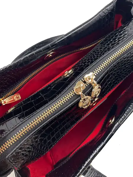 Женская сумка NARVIN из натуральной кожи 9801-Croco Black Vasheron, Артикул: 9801-Croco Black фото №1