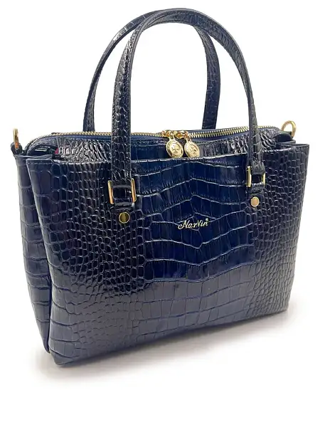 Женская сумка NARVIN из натуральной кожи 9801-Croco D.Blue Vasheron, Артикул: 9801-Croco D.Blue фото №1