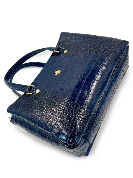 Женская сумка NARVIN из натуральной кожи 9801-Croco D.Blue Vasheron, Артикул: 9801-Croco D.Blue фото №1