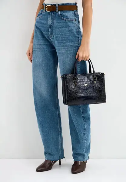 Женская сумка NARVIN из натуральной кожи 9801-Croco D.Blue Vasheron, Артикул: 9801-Croco D.Blue фото №1