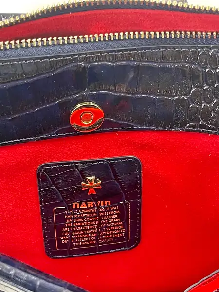 Женская сумка NARVIN из натуральной кожи 9801-Croco D.Blue Vasheron, Артикул: 9801-Croco D.Blue фото №1