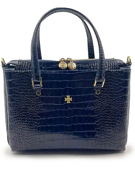 Женская сумка NARVIN из натуральной кожи 9801-Croco D.Blue Vasheron, Артикул: 9801-Croco D.Blue фото №1