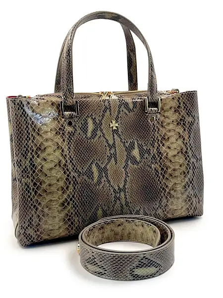 Женская сумка NARVIN из натуральной кожи 9801-Piton Sand Vasheron, Артикул: 9801-Piton Sand фото №1