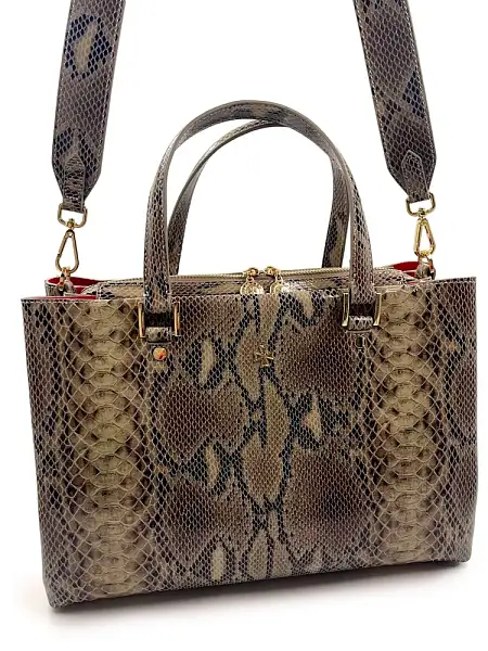 Женская сумка NARVIN из натуральной кожи 9801-Piton Sand Vasheron, Артикул: 9801-Piton Sand фото №1