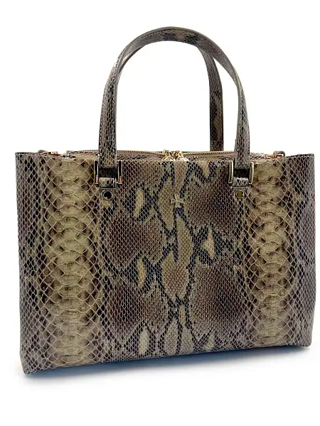 Женская сумка NARVIN из натуральной кожи 9801-Piton Sand Vasheron, Артикул: 9801-Piton Sand фото №1