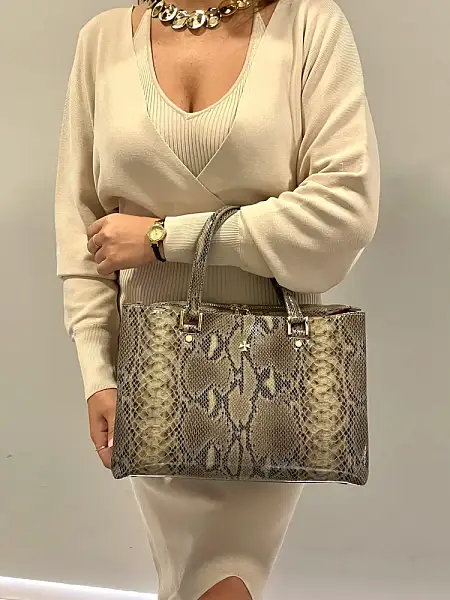 Сумка женская NARVIN 9802-Piton Sand Vasheron, Артикул: 9802-Piton Sand фото №1