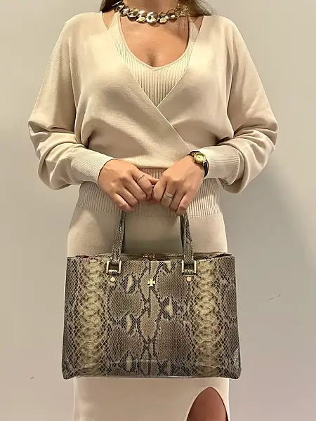 Сумка женская NARVIN 9802-Piton Sand Vasheron, Артикул: 9802-Piton Sand фото №1