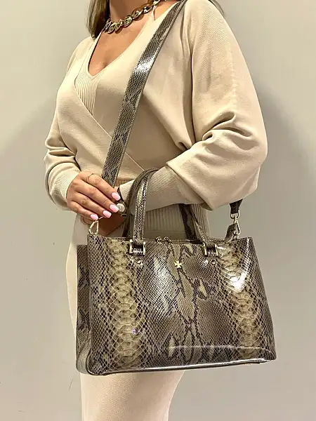 Сумка женская NARVIN 9802-Piton Sand Vasheron, Артикул: 9802-Piton Sand фото №1