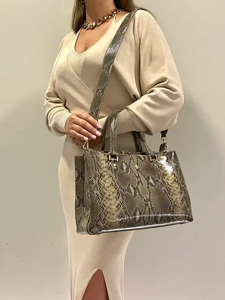 Сумка женская NARVIN 9802-Piton Sand Vasheron, Артикул: 9802-Piton Sand фото №1