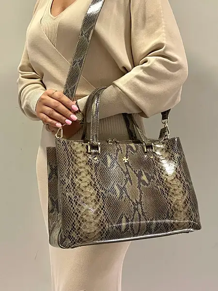 Сумка женская NARVIN 9802-Piton Sand Vasheron, Артикул: 9802-Piton Sand фото №1