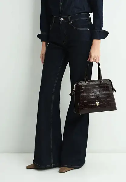 Сумка из натуральной кожи NARVIN 9821-Croco Brown Vasheron, Артикул: 9821-Croco Brown фото №1