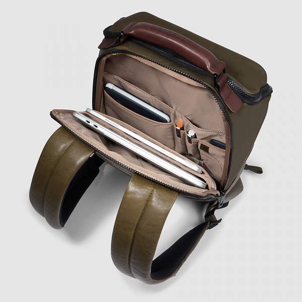Кожаный дорожный рюкзак Piquadro CA6645AP/VETM зелено-коричневый Piquadro, Артикул: CA6645AP/N фото №1