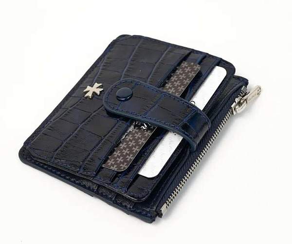Картхолдер NARVIN из натуральной кожи 9104-Croco D.Blue Vasheron, Артикул: 9104-Croco D.Blue фото №1