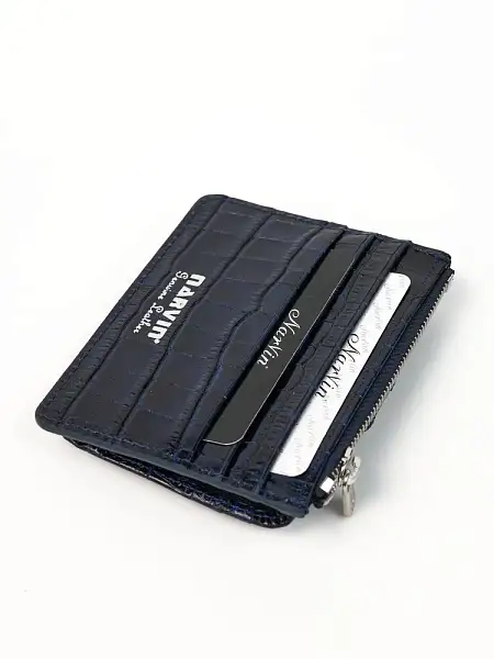 Картхолдер NARVIN из натуральной кожи 9104-Croco D.Blue Vasheron, Артикул: 9104-Croco D.Blue фото №1
