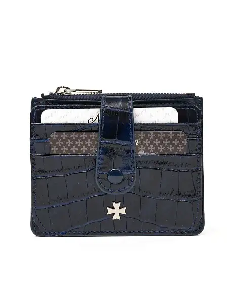 Картхолдер NARVIN из натуральной кожи 9104-Croco D.Blue Vasheron, Артикул: 9104-Croco D.Blue фото №1