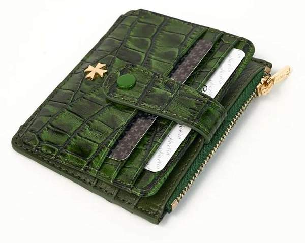 Картхолдер NARVIN из натуральной кожи 9104-Croco Green Vasheron, Артикул: 9104-Croco Green фото №1