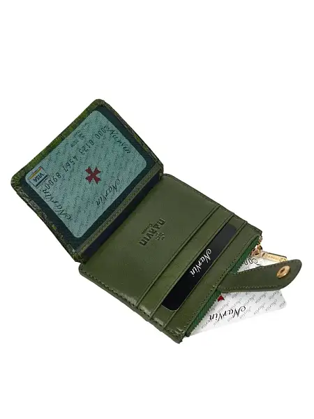 Картхолдер NARVIN из натуральной кожи 9104-Croco Green Vasheron, Артикул: 9104-Croco Green фото №1