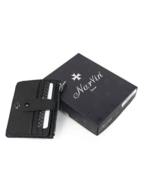 Картхолдер NARVIN из натуральной кожи 9104-Polo Black Vasheron, Артикул: 9104-Polo Black фото №1