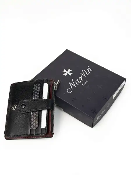 Картхолдер NARVIN из натуральной кожи 9104-Vegetta Black Vasheron, Артикул: 9104-Vegetta Black фото №1