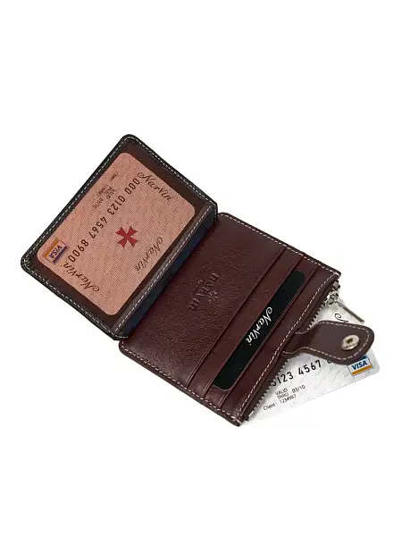 Картхолдер NARVIN из натуральной кожи 9104-Vegetta Brown Vasheron, Артикул: 9104-Vegetta Brown фото №1