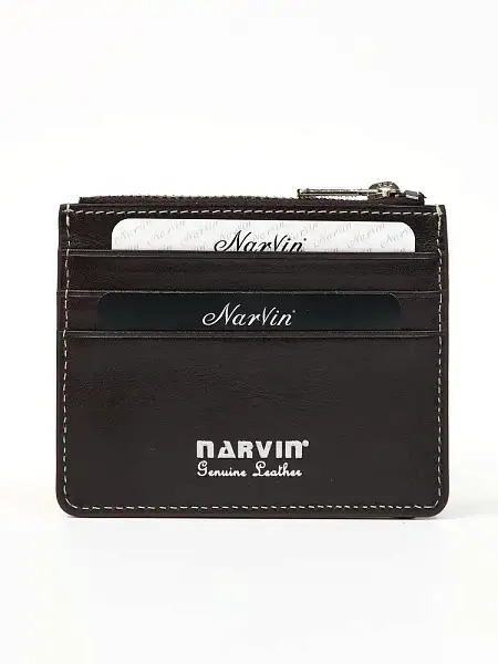 Картхолдер NARVIN из натуральной кожи 9104-Vegetta Brown Vasheron, Артикул: 9104-Vegetta Brown фото №1