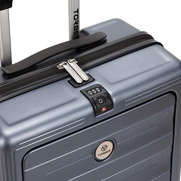 Чемодан TORBER, тёмно-серый металлик, поликарбонат, 37,5 x 20 х 54 см, 37 л T2679S Torber, Артикул: T2679S фото №1