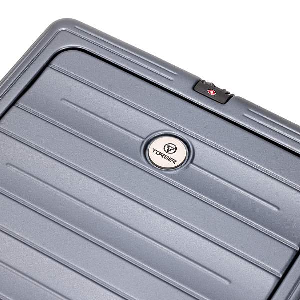 Чемодан TORBER, тёмно-серый металлик, поликарбонат, 37,5 x 20 х 54 см, 37 л T2679S Torber, Артикул: T2679S фото №1