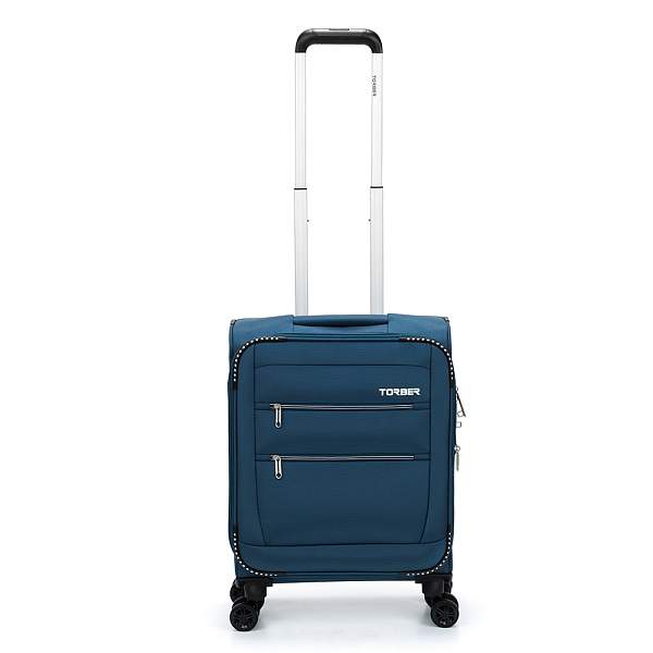 Чемодан TORBER Vivi, синий, полиэстер, 39 х 20 х 54 см, 36 л T1803S Torber, Артикул: T1803S фото №1