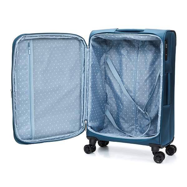 Чемодан TORBER Vivi, синий, полиэстер, 44 х 25 х 67 см, 63 л T1803M Torber, Артикул: T1803M фото №1