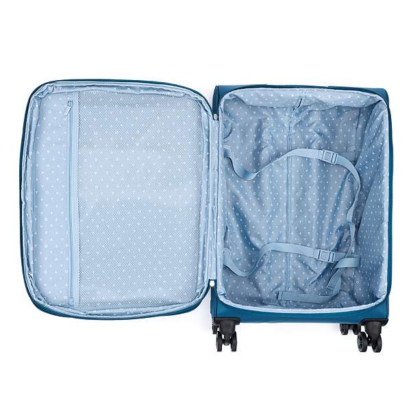 Чемодан TORBER Vivi, синий, полиэстер, 44 х 25 х 67 см, 63 л T1803M Torber, Артикул: T1803M фото №1