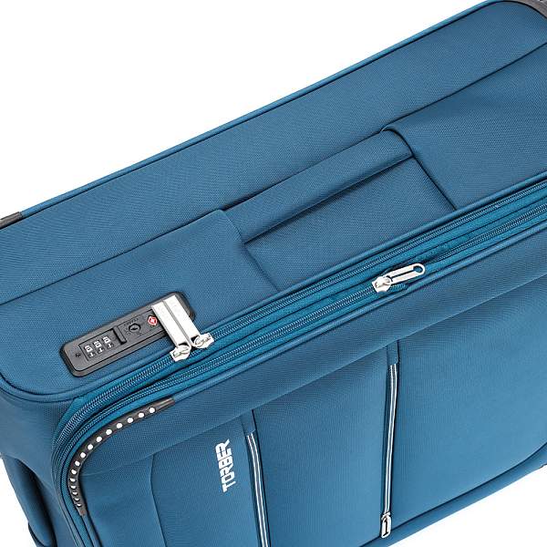 Чемодан TORBER Vivi, синий, полиэстер, 44 х 25 х 67 см, 63 л T1803M Torber, Артикул: T1803M фото №1