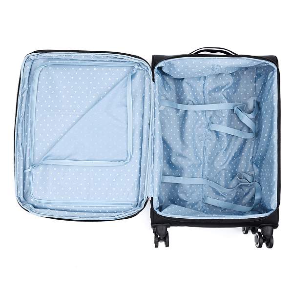 Чемодан TORBER Nero, чёрный, переработанный ПЭТ, 44 х 25 х 67 см, 63 л T3006M Torber, Артикул: T3006M фото №1