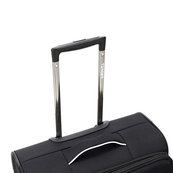 Чемодан TORBER Nero, чёрный, переработанный ПЭТ, 44 х 25 х 67 см, 63 л T3006M Torber, Артикул: T3006M фото №1