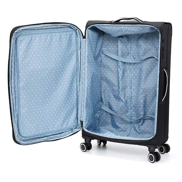 Чемодан TORBER Nero, чёрный, переработанный ПЭТ, 48 х 28 х 79 см, 90 л T3006L Torber, Артикул: T3006L фото №1