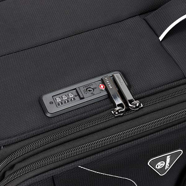 Чемодан TORBER Nero, чёрный, переработанный ПЭТ, 48 х 28 х 79 см, 90 л T3006L Torber, Артикул: T3006L фото №1