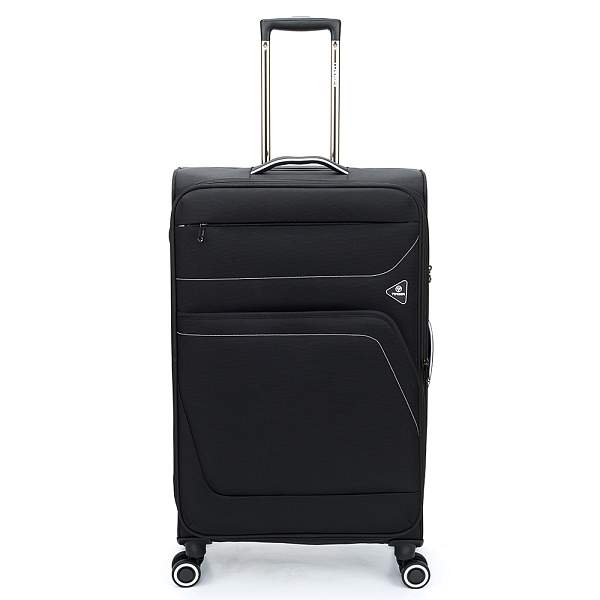 Чемодан TORBER Nero, чёрный, переработанный ПЭТ, 48 х 28 х 79 см, 90 л T3006L Torber, Артикул: T3006L фото №1