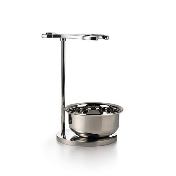 Бритвенный набор MONDIAL HERITAGE AXOLUTE: станок, помазок, подставка, чаша, смола в синем цвете/никелированная латунь, FUSION, в картонной коробке ST-945-BLFCT MONDIAL, Артикул: ST-945-BLFCT фото №1