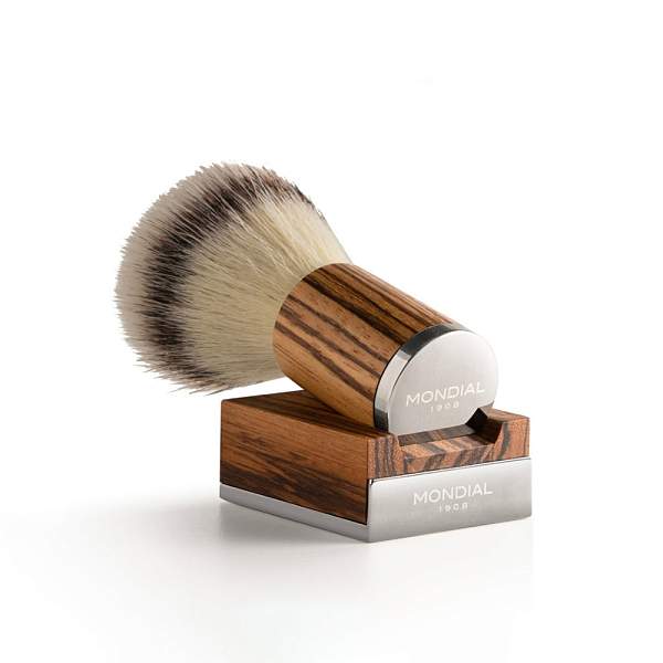 Помазок для бритья с подставкой MONDIAL MYTHOS, зебрано, синтетический ворс KREX SILVERTIP, размер узла XL (24,5 мм) ST1-MYZ-EC MONDIAL, Артикул: ST1-MYZ-EC фото №1