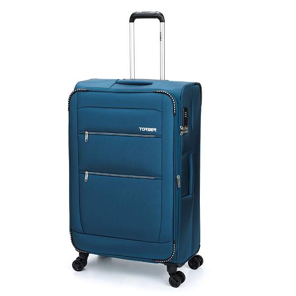 Чемодан TORBER Vivi, синий, полиэстер, 48 х 28 х 78 см, 89 л T1803L Torber, Артикул: T1803L фото №1