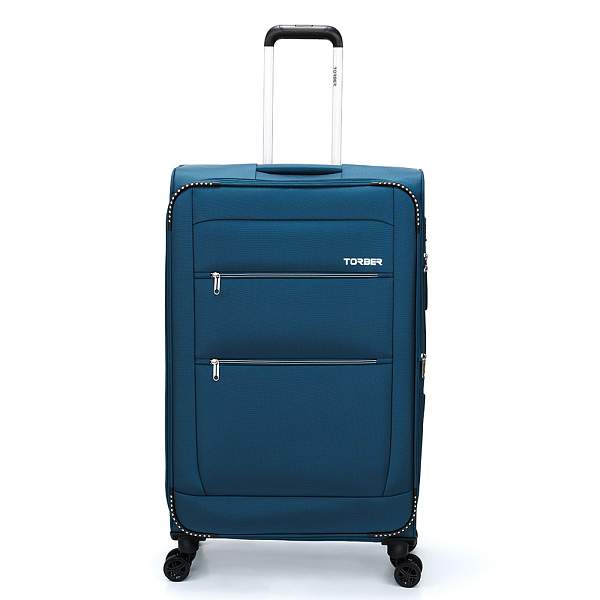 Чемодан TORBER Vivi, синий, полиэстер, 48 х 28 х 78 см, 89 л T1803L Torber, Артикул: T1803L фото №1