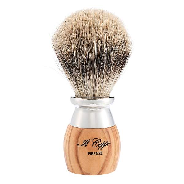 Бритвенный набор IL Ceppo: станок, помазок, подставка, оливковое дерево/никелированная латунь, FUSION, натуральный ворс барсука BEST BADGER SET-S11461FT IL CEPPO, Артикул: SET-S11461FT фото №1