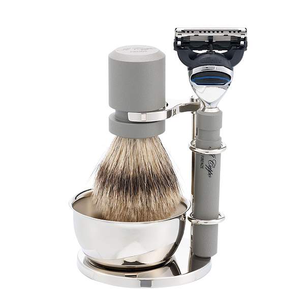 Бритвенный набор IL Ceppo: станок, помазок, подставка, чаша, алюминий/никелированная латунь, FUSION, натуральный ворс барсука BEST BADGER SET-S12072FT IL CEPPO, Артикул: SET-S12072FT фото №1