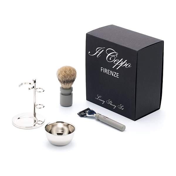 Бритвенный набор IL Ceppo: станок, помазок, подставка, чаша, алюминий/никелированная латунь, FUSION, натуральный ворс барсука BEST BADGER SET-S12072FT IL CEPPO, Артикул: SET-S12072FT фото №1