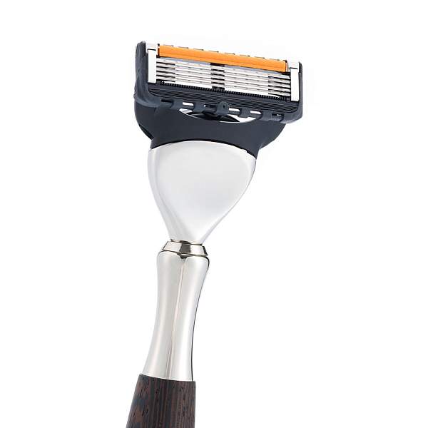 Бритвенный набор IL Ceppo:станок, помазок, подставка, венге/никелированная латунь, FUSION, натуральный ворс барсука BEST BADGER, размер узла M (22 мм) SET-S11360FT IL CEPPO, Артикул: SET-S11360FT фото №1