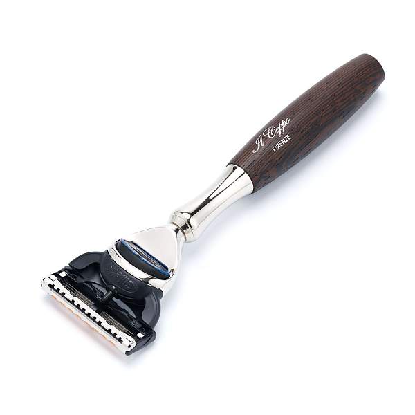 Бритвенный набор IL Ceppo:станок, помазок, подставка, венге/никелированная латунь, FUSION, натуральный ворс барсука BEST BADGER, размер узла M (22 мм) SET-S11360FT IL CEPPO, Артикул: SET-S11360FT фото №1