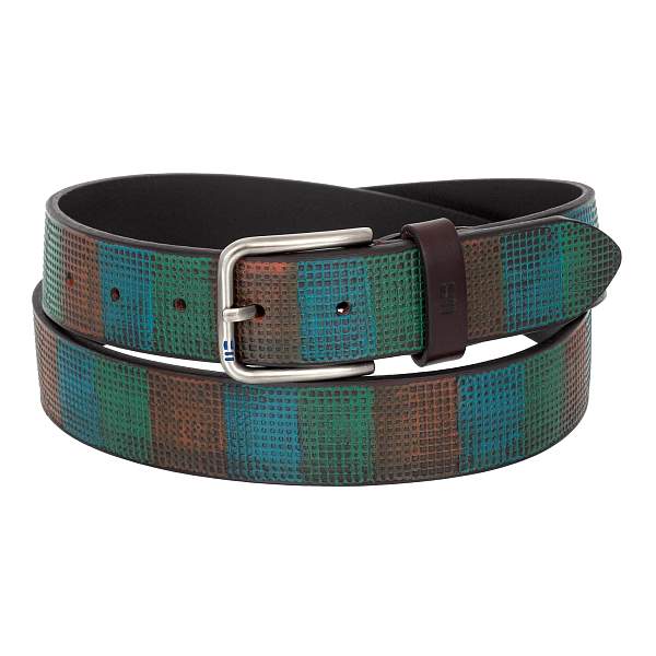 Ремень коричневый /ручное окраш.-оранж, зеленый, голубой Miguel Bellido 755/35 2652 brown-blue 64 Miguel Bellido, Артикул: 755/35 2652 brown-blue 64 фото №1