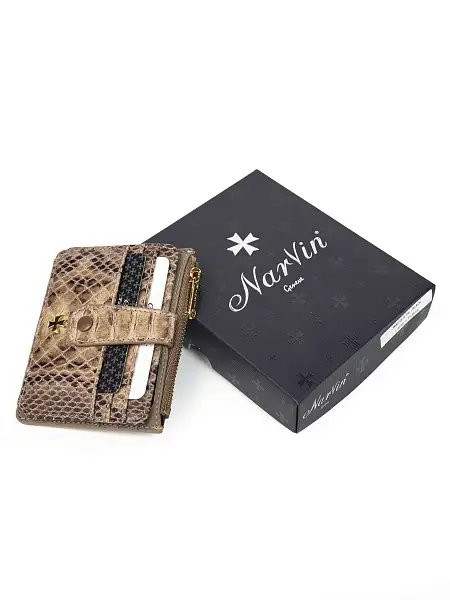 Картхолдер NARVIN из натуральной кожи 9104-Piton Sand Vasheron, Артикул: 9104-Piton Sand фото №1