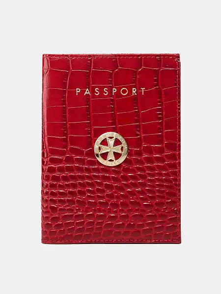 Обложка для паспорта NARVIN 9161-Croco Red Vasheron, Артикул: 9161-Croco Red фото №1