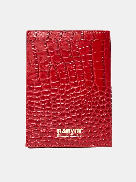 Обложка для паспорта NARVIN 9161-Croco Red Vasheron, Артикул: 9161-Croco Red фото №1