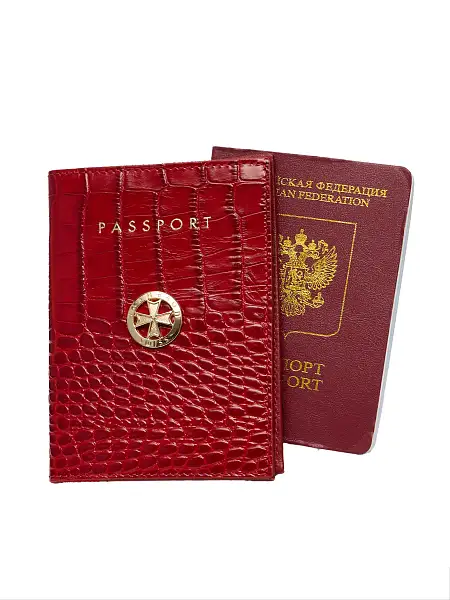 Обложка для паспорта NARVIN 9161-Croco Red Vasheron, Артикул: 9161-Croco Red фото №1